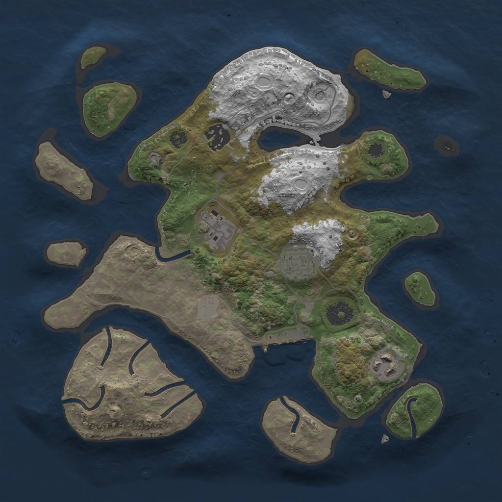 Rust Map: Procedural Map, Size: 3000, Seed: 1366784644, 11 Monuments