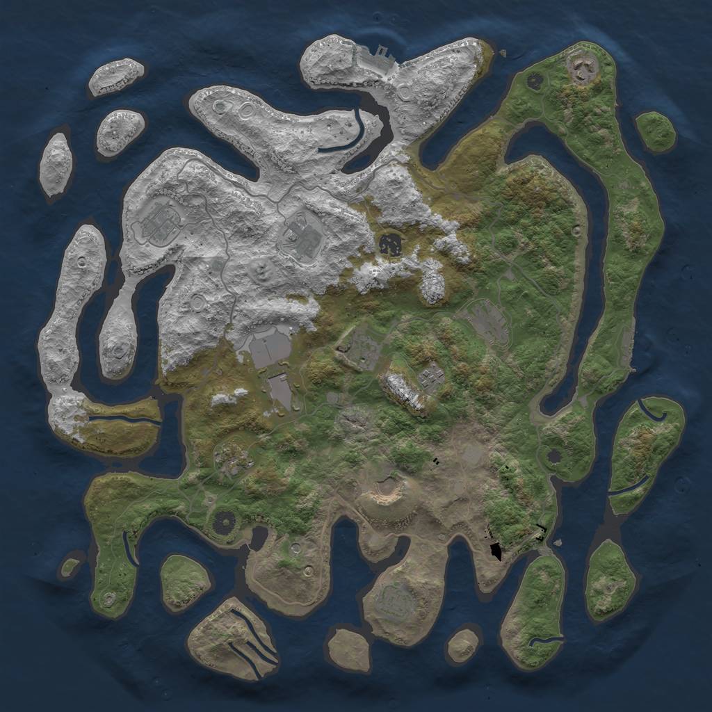 Rust Map: Procedural Map, Size: 4500, Seed: 932125730, 19 Monuments