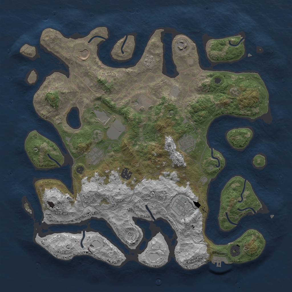 Rust Map: Procedural Map, Size: 4000, Seed: 1593749934, 16 Monuments