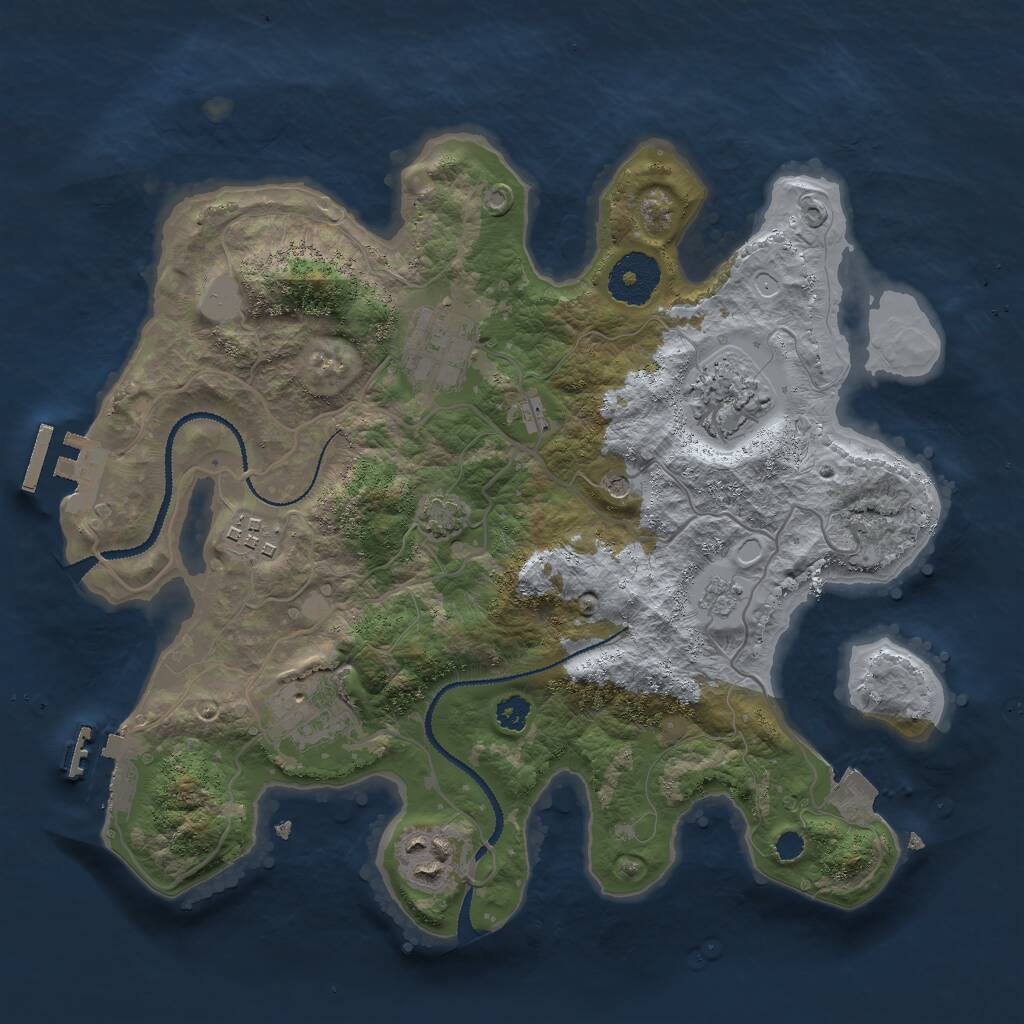 Rust Map: Procedural Map, Size: 3000, Seed: 1843770720, 11 Monuments