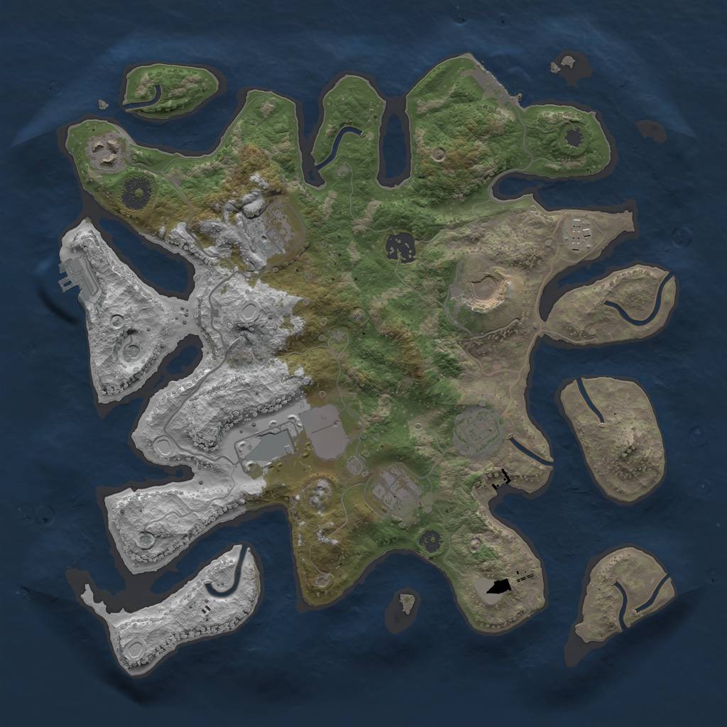 Rust Map: Procedural Map, Size: 3500, Seed: 214211775, 16 Monuments