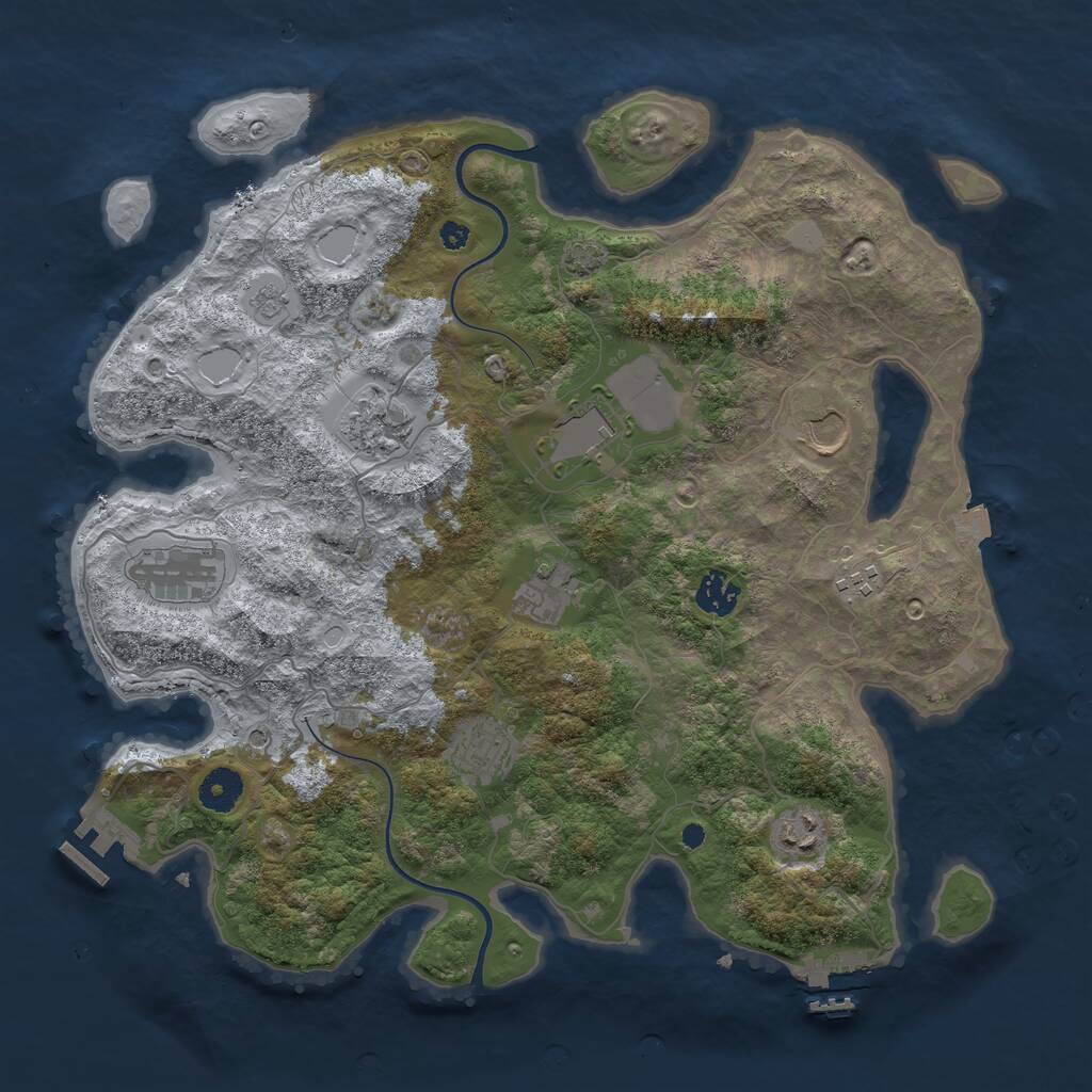 Rust Map: Procedural Map, Size: 3790, Seed: 1239402300, 15 Monuments
