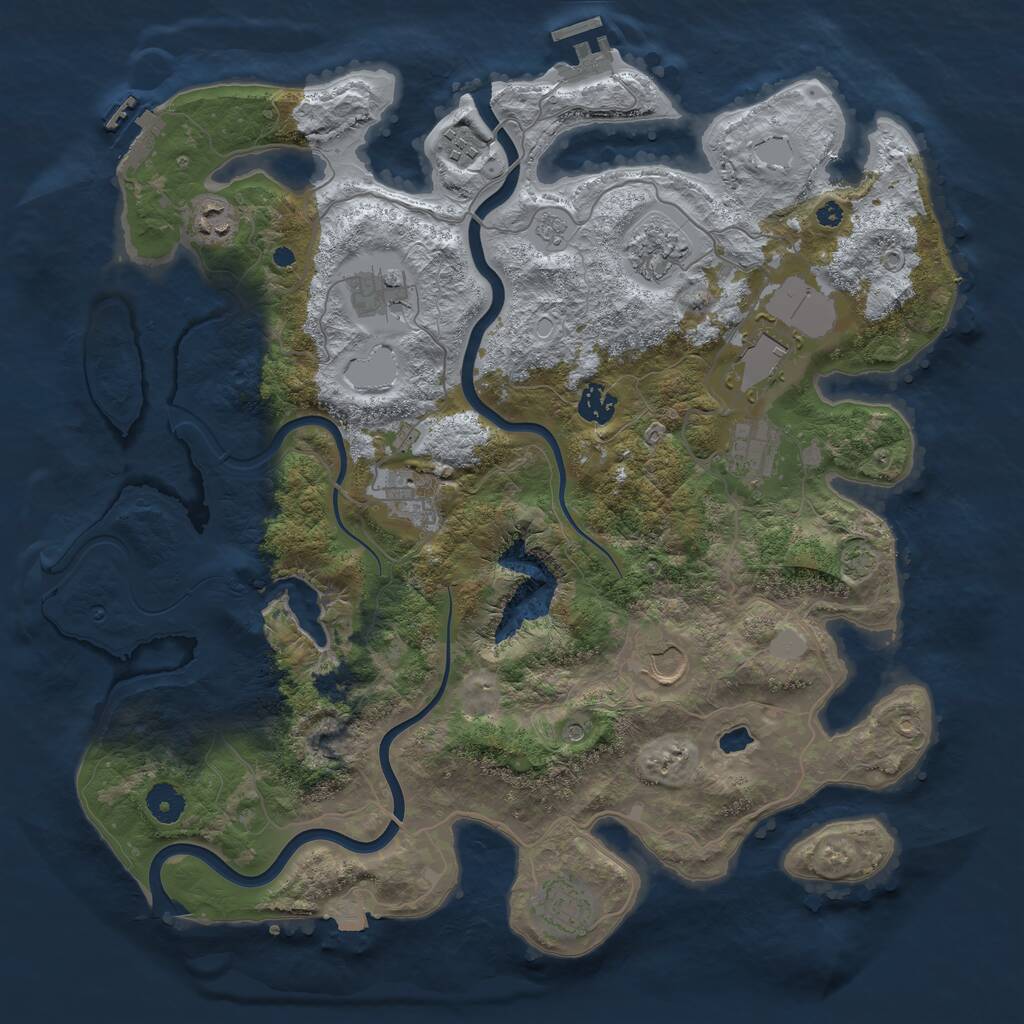 Rust Map: Procedural Map, Size: 4000, Seed: 423850120, 16 Monuments