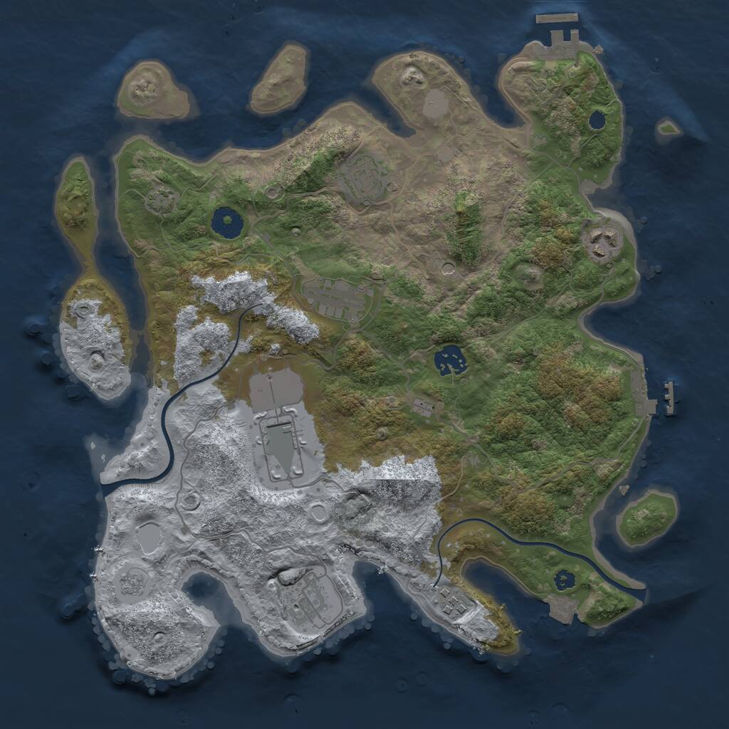 Rust Map: Procedural Map, Size: 3500, Seed: 1875977377, 13 Monuments