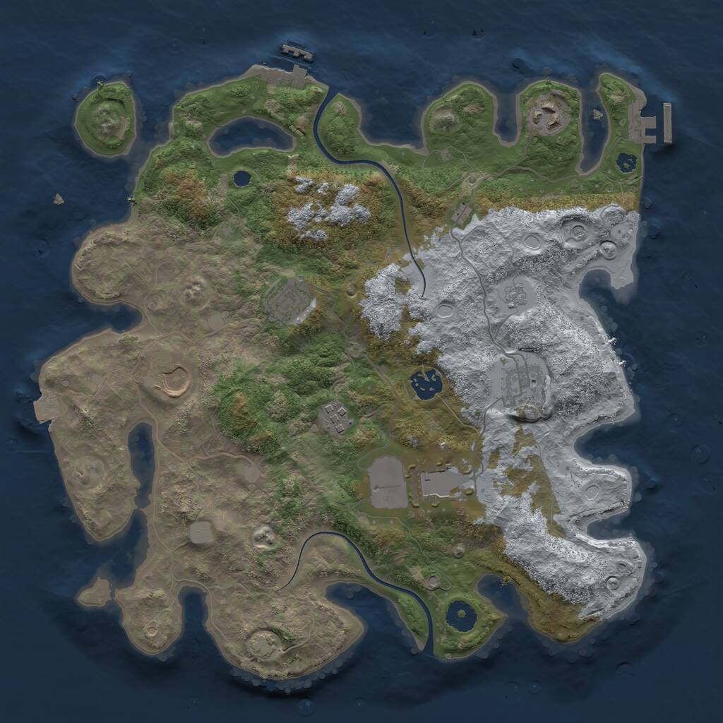 Rust Map: Procedural Map, Size: 3600, Seed: 377721573, 13 Monuments