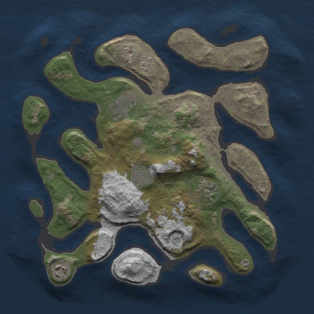 Rust Map: Barren, Size: 3200, Seed: 2147001040, 8 Monuments