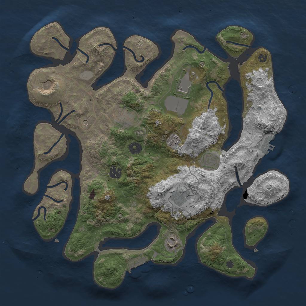 Rust Map: Procedural Map, Size: 3600, Seed: 141729793, 16 Monuments