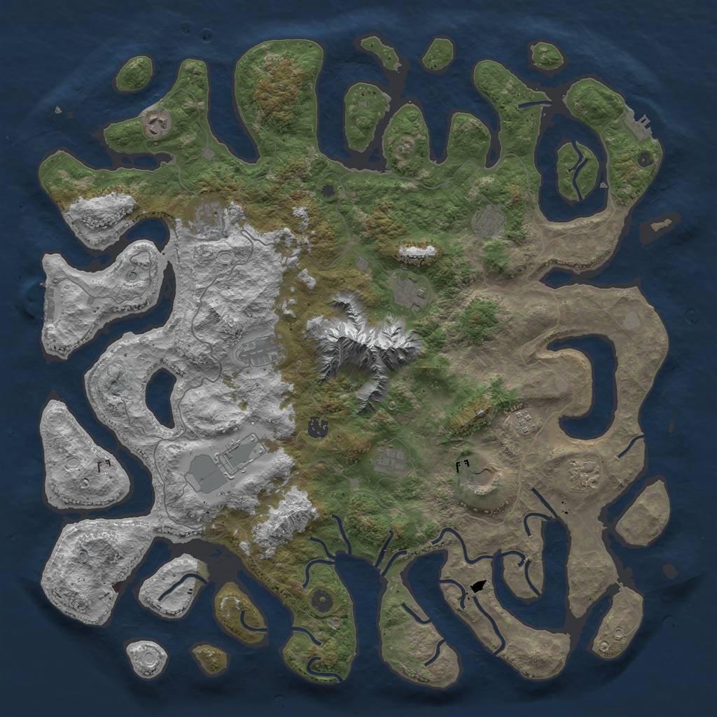 Rust Map: Procedural Map, Size: 5000, Seed: 48595, 19 Monuments