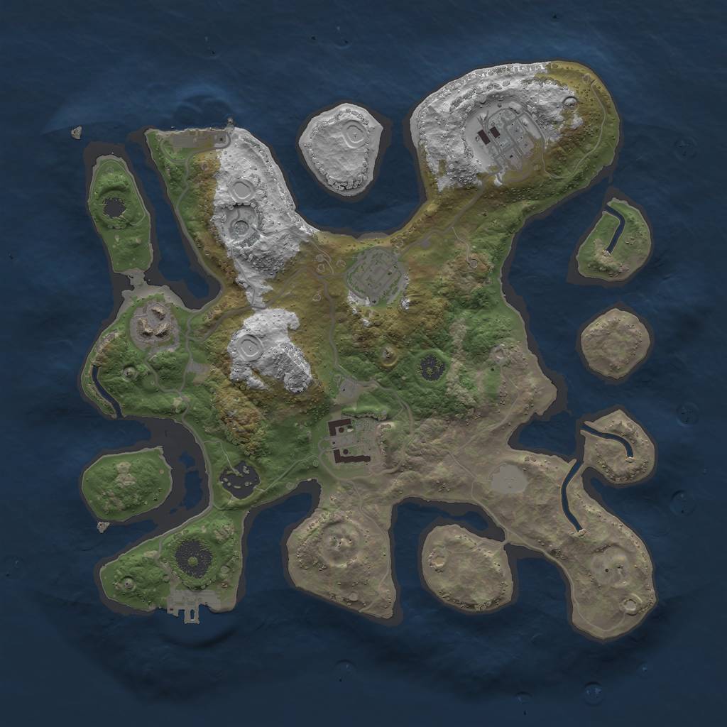 Rust Map: Procedural Map, Size: 3000, Seed: 1054627350, 13 Monuments