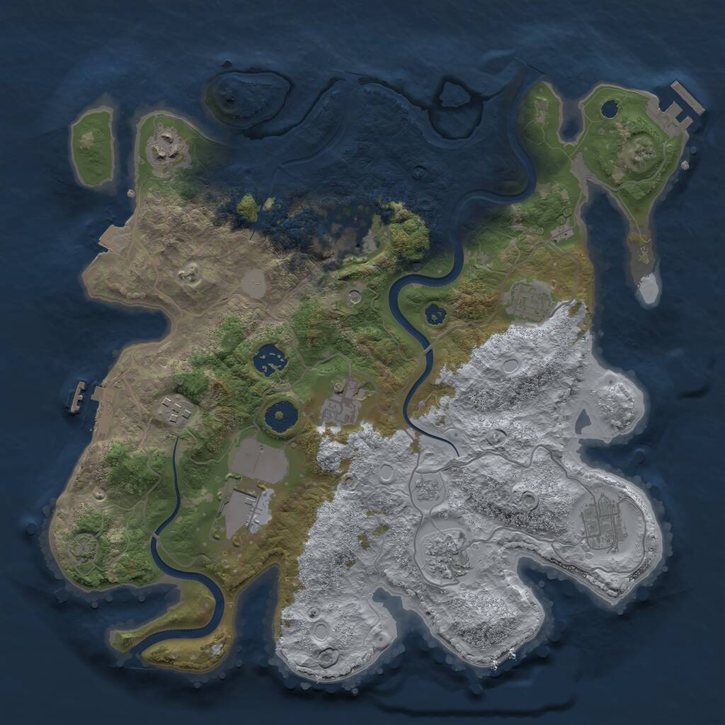 Rust Map: Procedural Map, Size: 3500, Seed: 9145, 15 Monuments