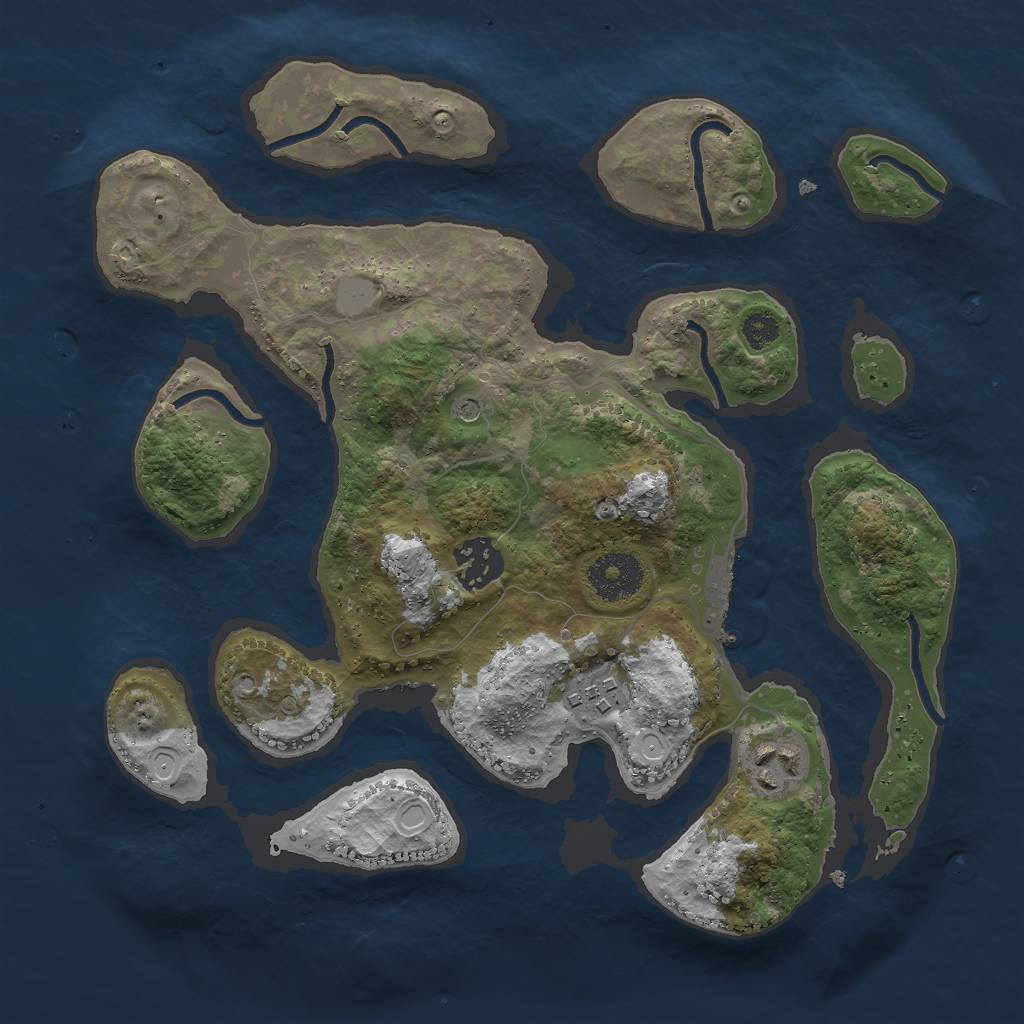 Rust Map: Procedural Map, Size: 3000, Seed: 1734552761, 10 Monuments
