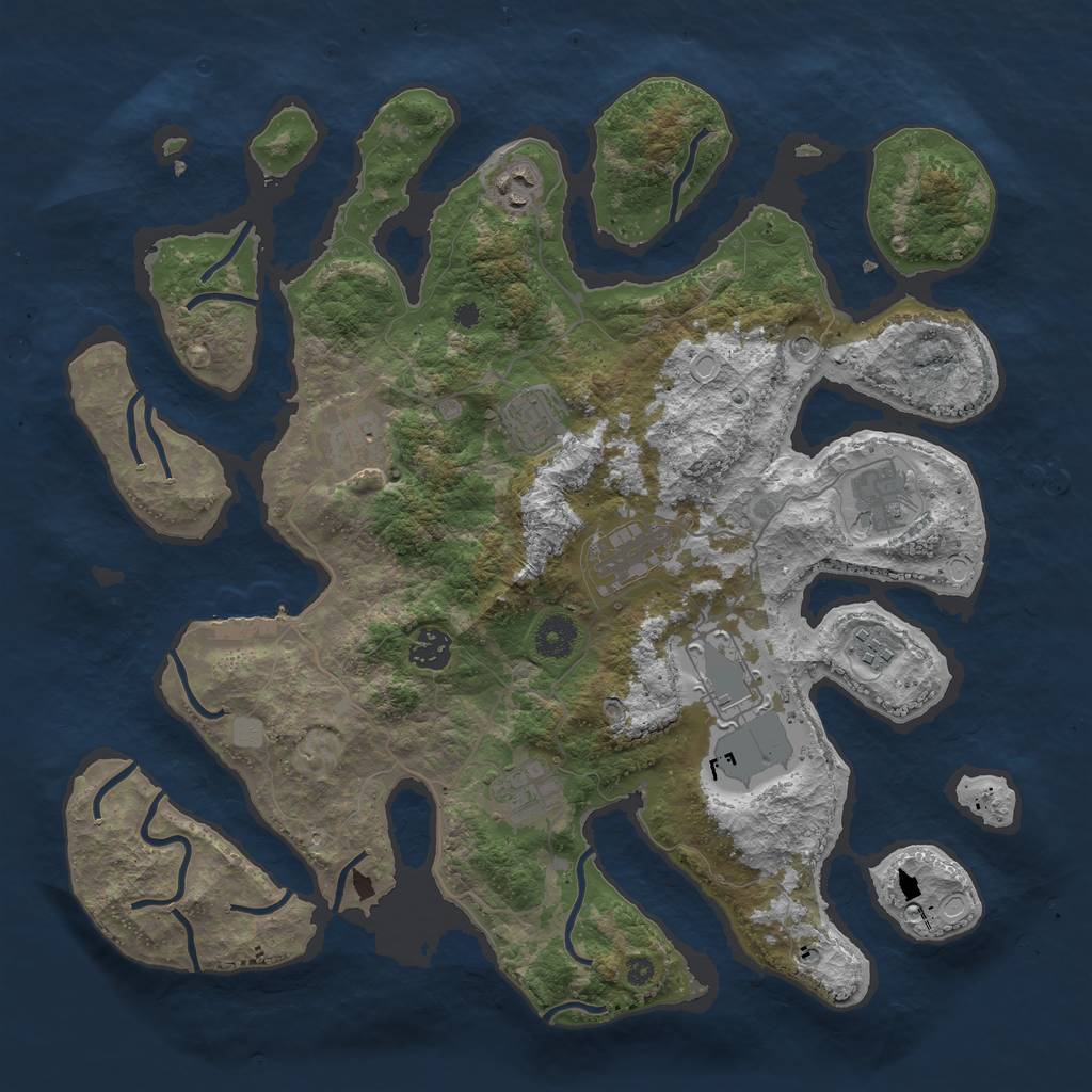 Rust Map: Procedural Map, Size: 3850, Seed: 1624560789, 16 Monuments