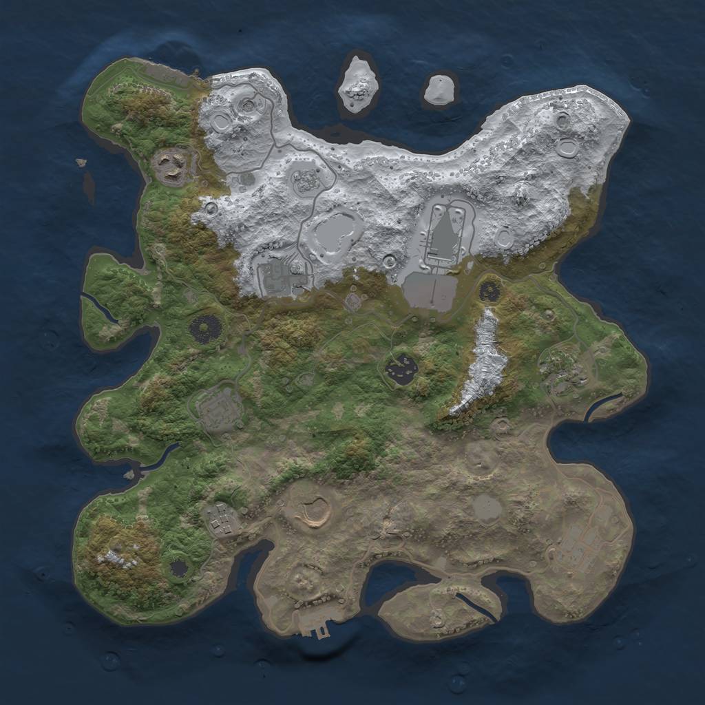 Rust Map: Procedural Map, Size: 3500, Seed: 1191577794, 18 Monuments