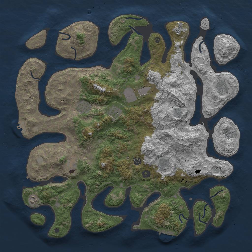 Rust Map: Procedural Map, Size: 4500, Seed: 11677, 17 Monuments