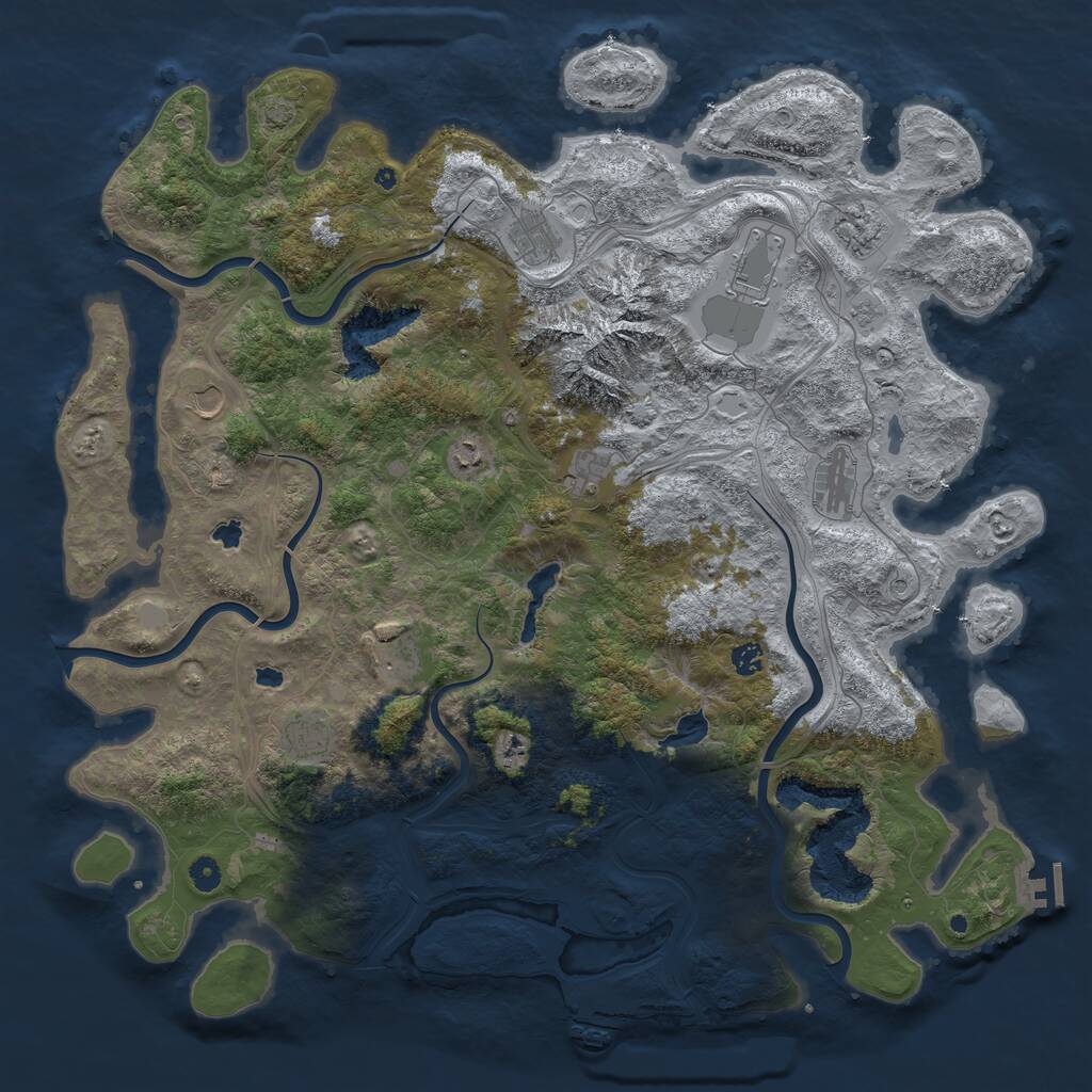 Rust Map: Procedural Map, Size: 5000, Seed: 54314, 17 Monuments