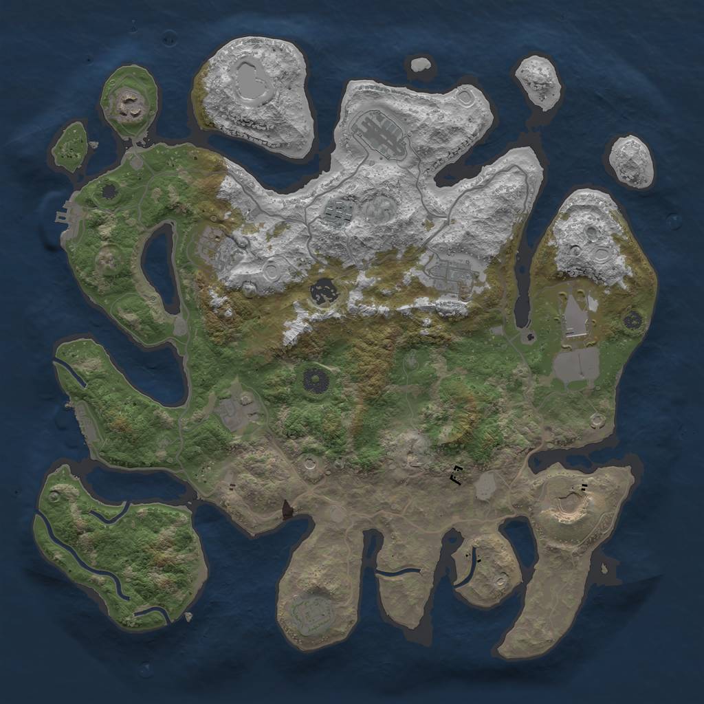 Rust Map: Procedural Map, Size: 4000, Seed: 1435790821, 18 Monuments