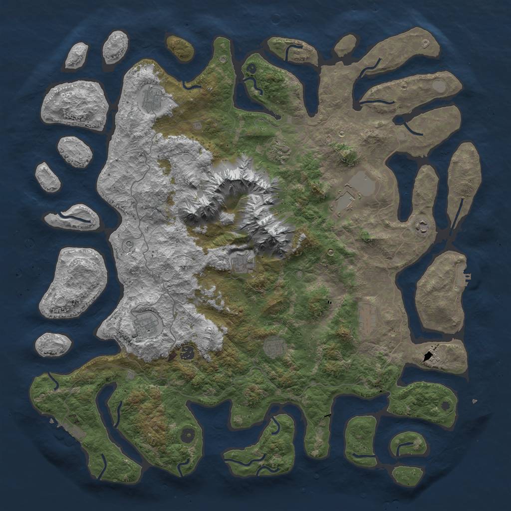 Rust Map: Procedural Map, Size: 5300, Seed: 1708643888, 18 Monuments