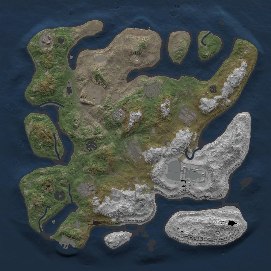 Rust Map: Procedural Map, Size: 3725, Seed: 228744, 17 Monuments