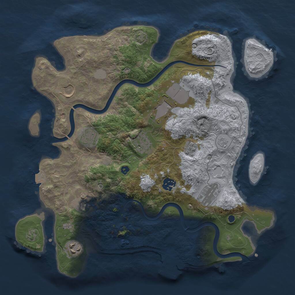 Rust Map: Procedural Map, Size: 3500, Seed: 126251361, 14 Monuments