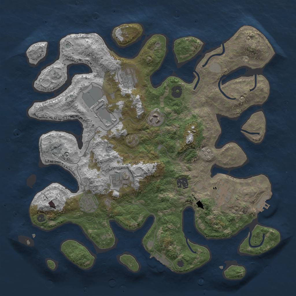 Rust Map: Procedural Map, Size: 3750, Seed: 78442, 16 Monuments