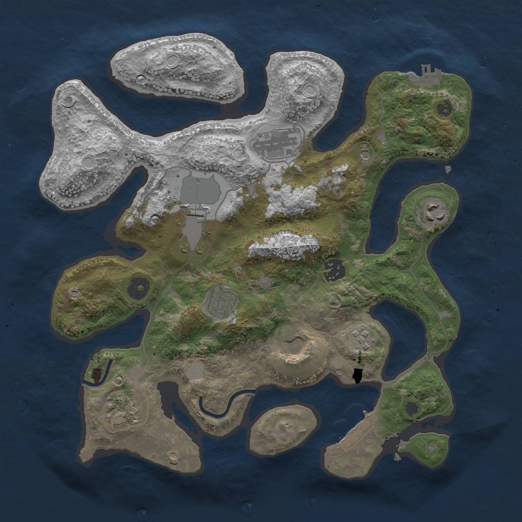 Rust Map: Procedural Map, Size: 3500, Seed: 21409, 16 Monuments