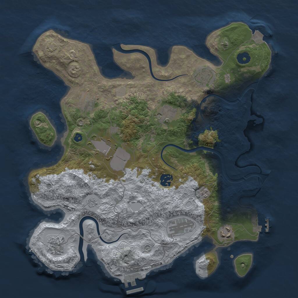 Rust Map: Procedural Map, Size: 3500, Seed: 1803186822, 15 Monuments