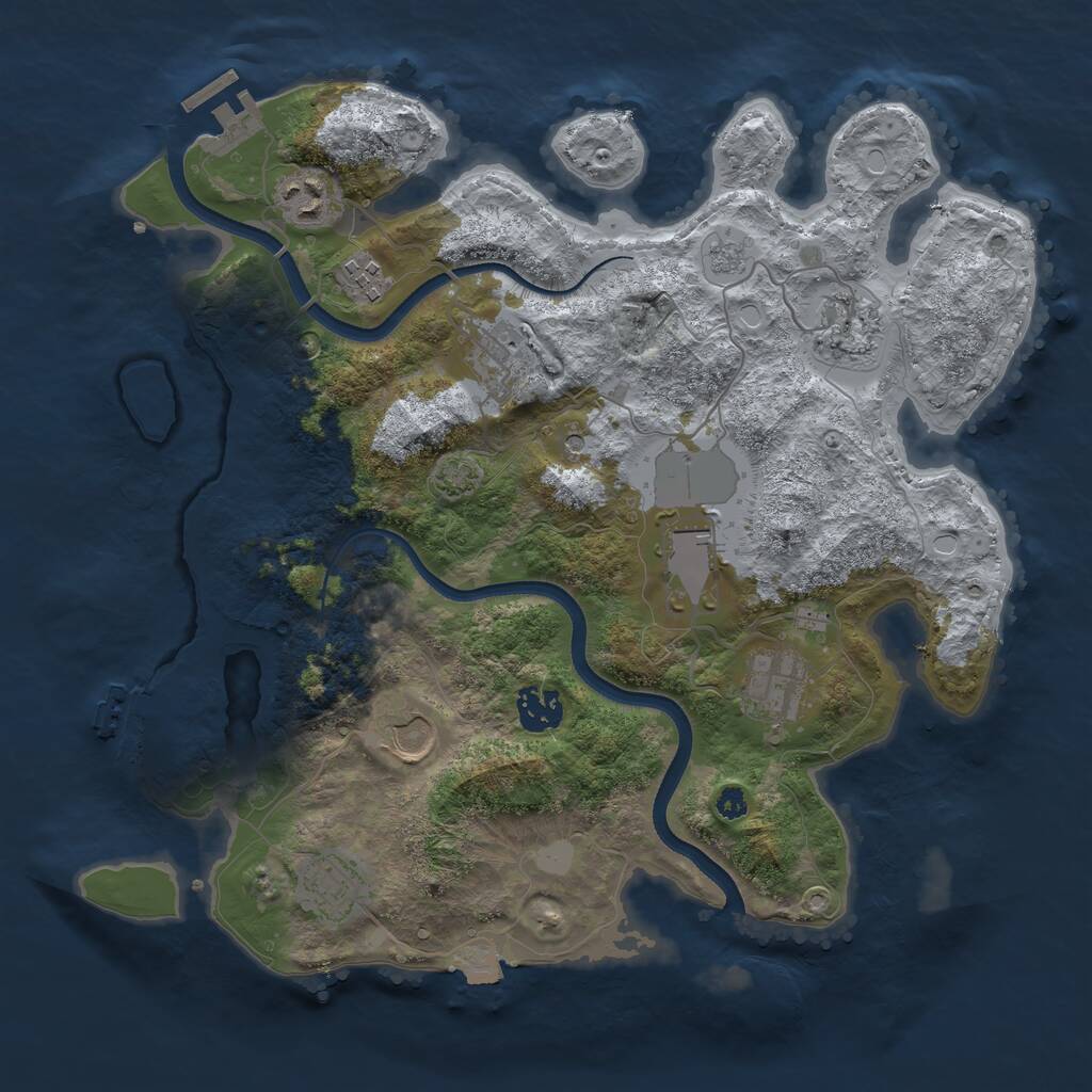 Rust Map: Procedural Map, Size: 3500, Seed: 139406999, 15 Monuments