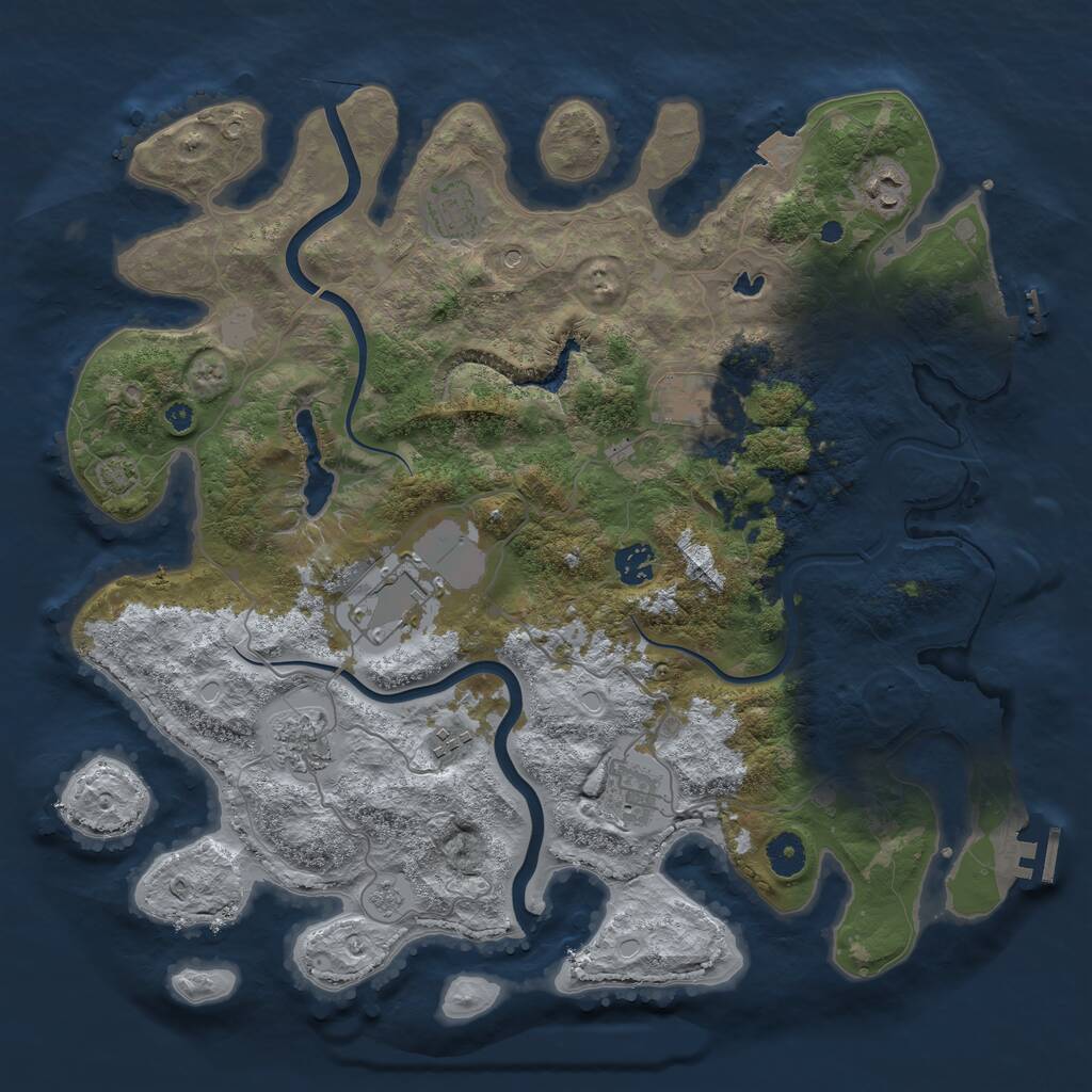 Rust Map: Procedural Map, Size: 4000, Seed: 548457, 14 Monuments