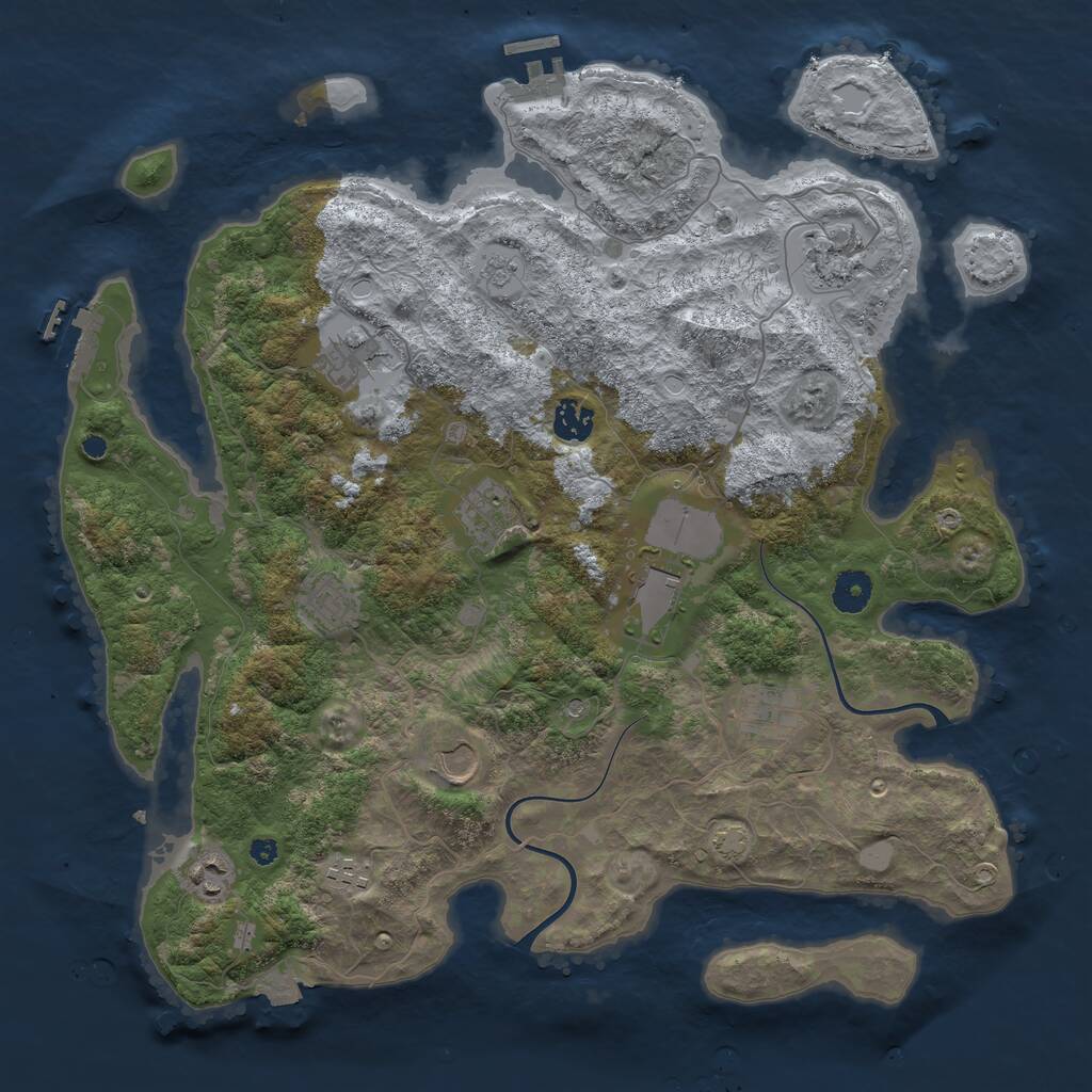 Rust Map: Procedural Map, Size: 3950, Seed: 1397803777, 16 Monuments