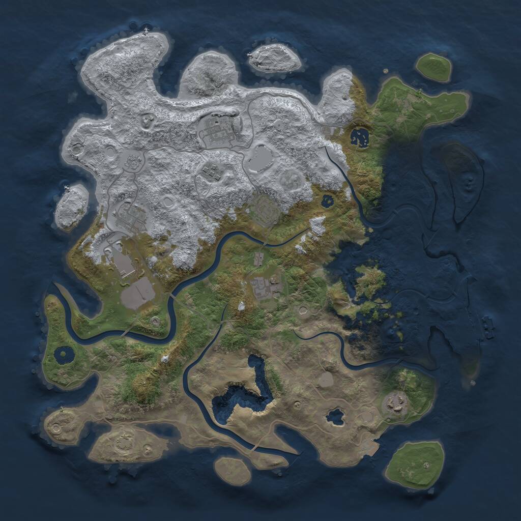 Rust Map: Procedural Map, Size: 4000, Seed: 723437781, 13 Monuments