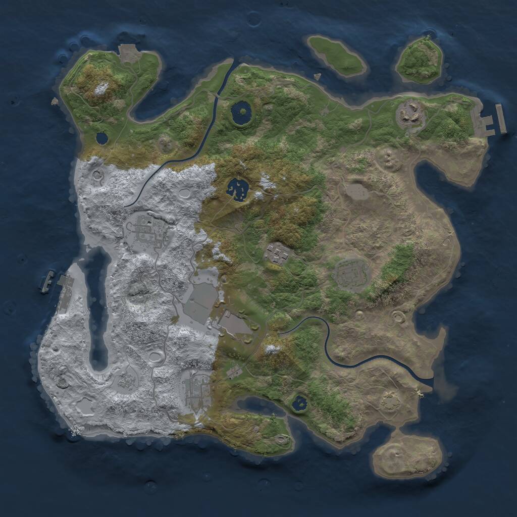 Rust Map: Procedural Map, Size: 3500, Seed: 978571015, 13 Monuments