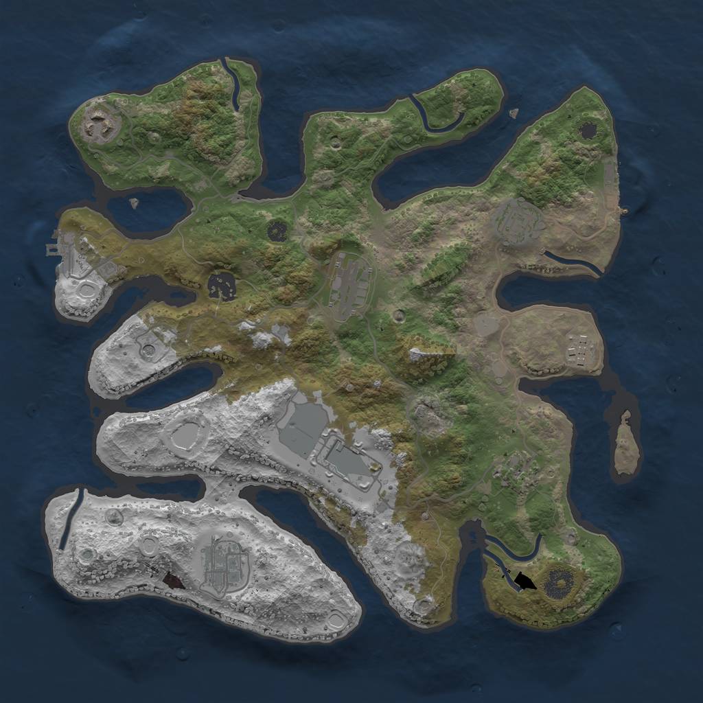 Rust Map: Procedural Map, Size: 3500, Seed: 1559160144, 16 Monuments