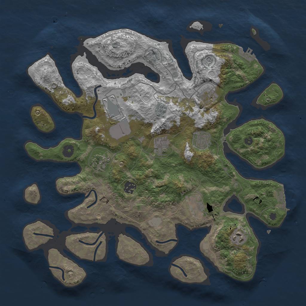 Rust Map: Procedural Map, Size: 3750, Seed: 2113523316, 17 Monuments