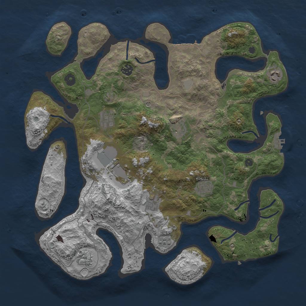Rust Map: Procedural Map, Size: 4000, Seed: 1965871139, 17 Monuments