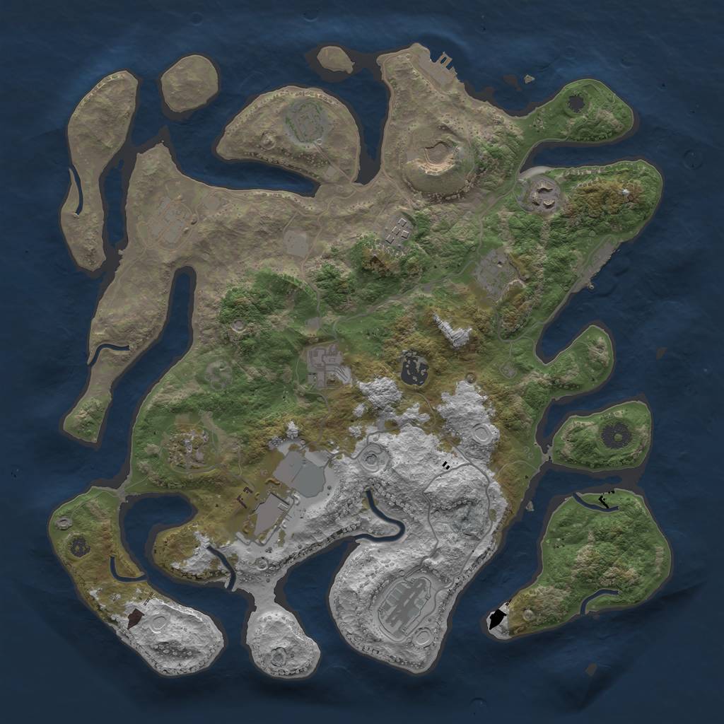 Rust Map: Procedural Map, Size: 3850, Seed: 2097917676, 19 Monuments