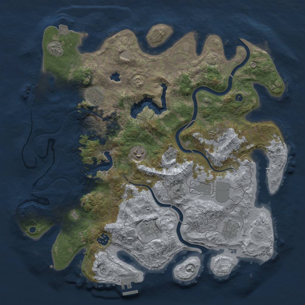 Rust Map: Procedural Map, Size: 4000, Seed: 175586, 14 Monuments