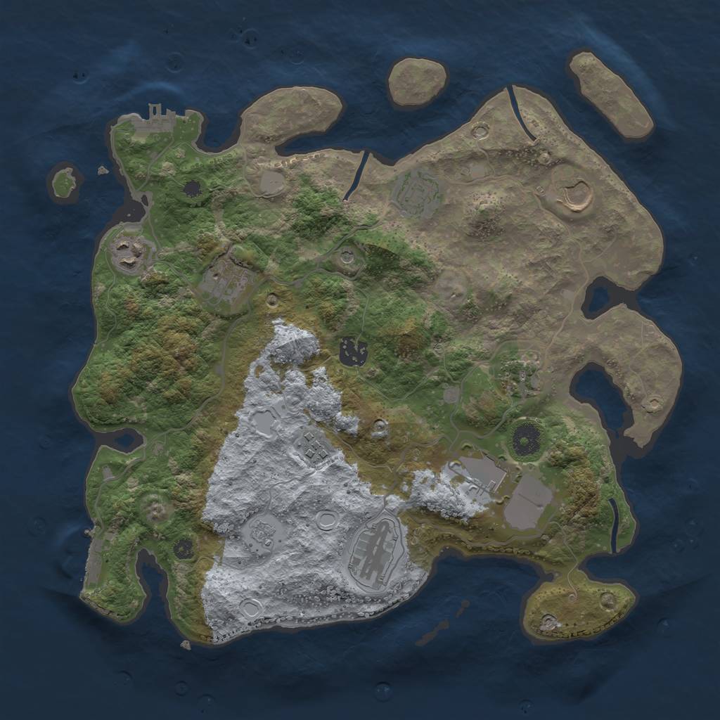 Rust Map: Procedural Map, Size: 3550, Seed: 600796, 18 Monuments