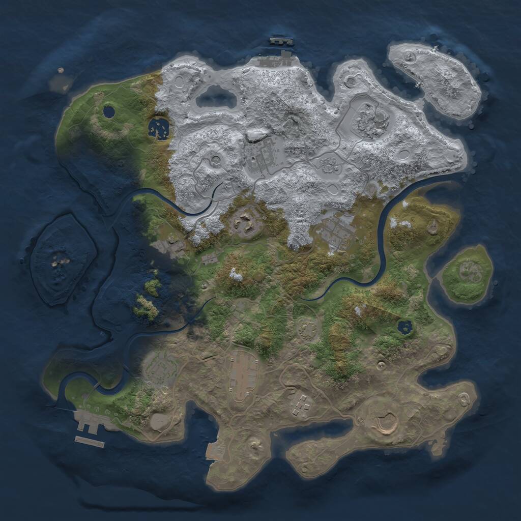 Rust Map: Procedural Map, Size: 3550, Seed: 816711, 16 Monuments