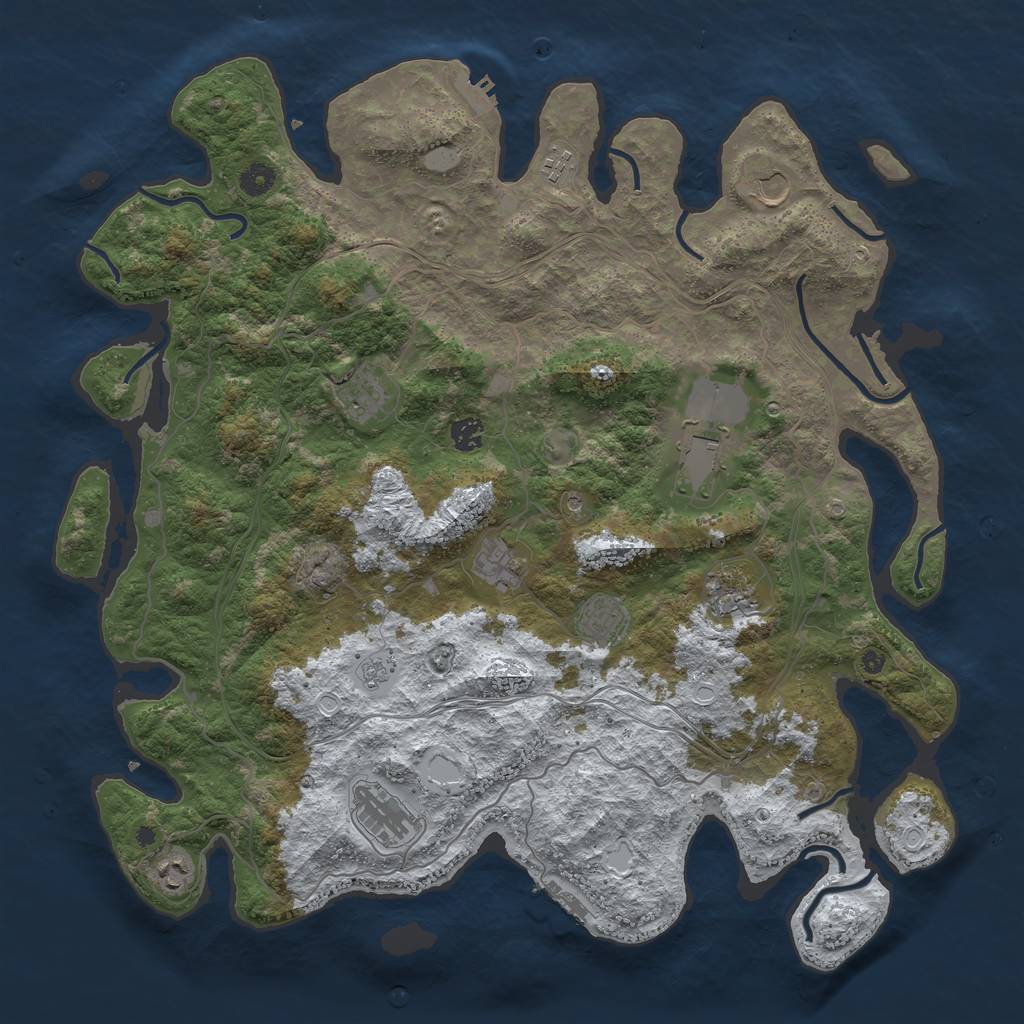 Rust Map: Procedural Map, Size: 4500, Seed: 616602622, 19 Monuments