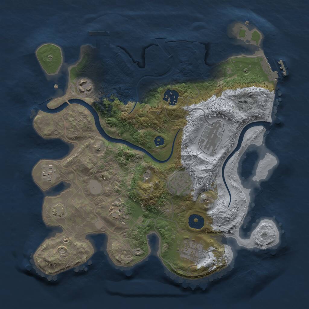 Rust Map: Procedural Map, Size: 3000, Seed: 1211996386, 12 Monuments