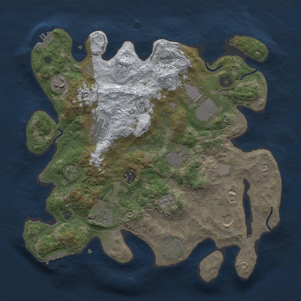 Rust Map: Procedural Map, Size: 3500, Seed: 793197, 18 Monuments