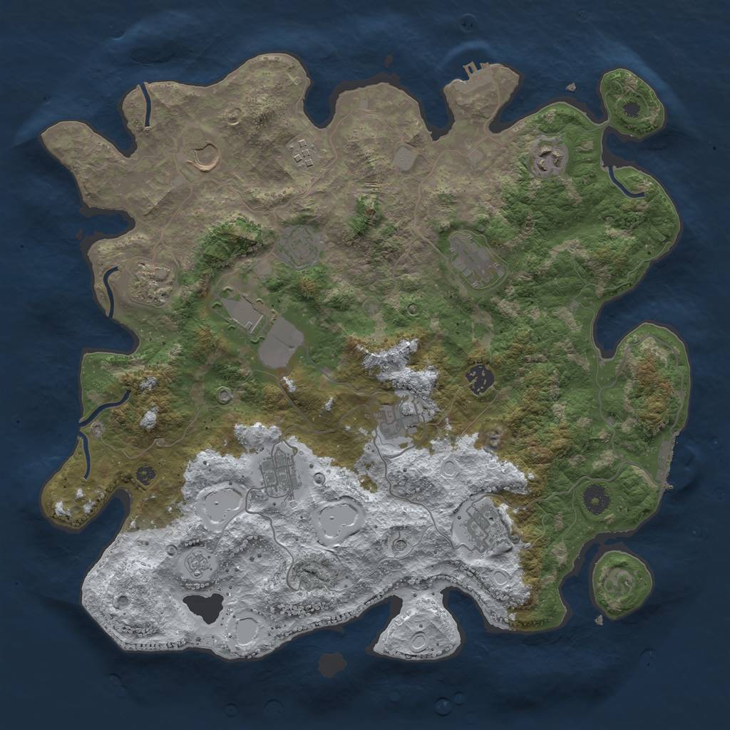 Rust Map: Procedural Map, Size: 3950, Seed: 669689542, 20 Monuments