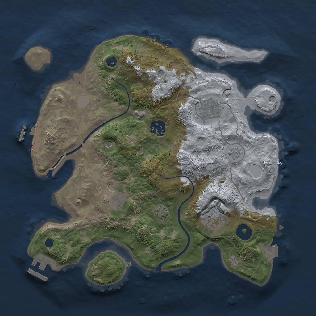 Rust Map: Procedural Map, Size: 3000, Seed: 85858, 10 Monuments