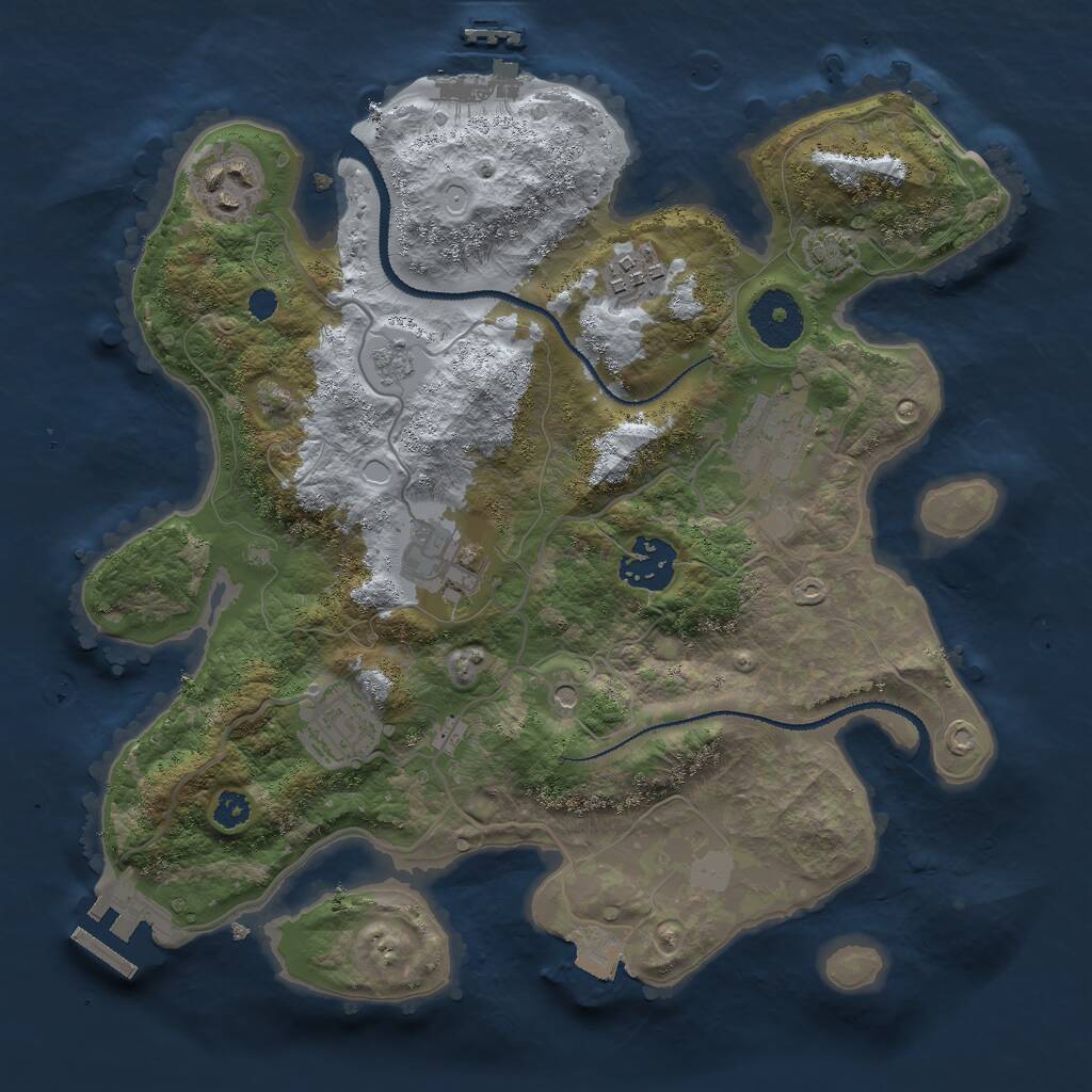 Rust Map: Procedural Map, Size: 3000, Seed: 524164371, 12 Monuments