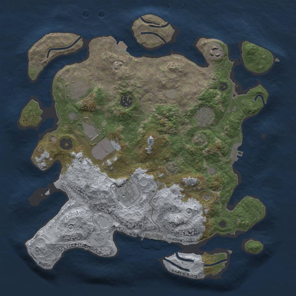 Rust Map: Procedural Map, Size: 3500, Seed: 54743993, 14 Monuments