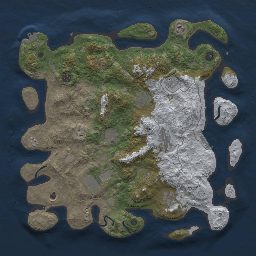 Rust Map: Procedural Map, Size: 4000, Seed: 1211996386, 19 Monuments