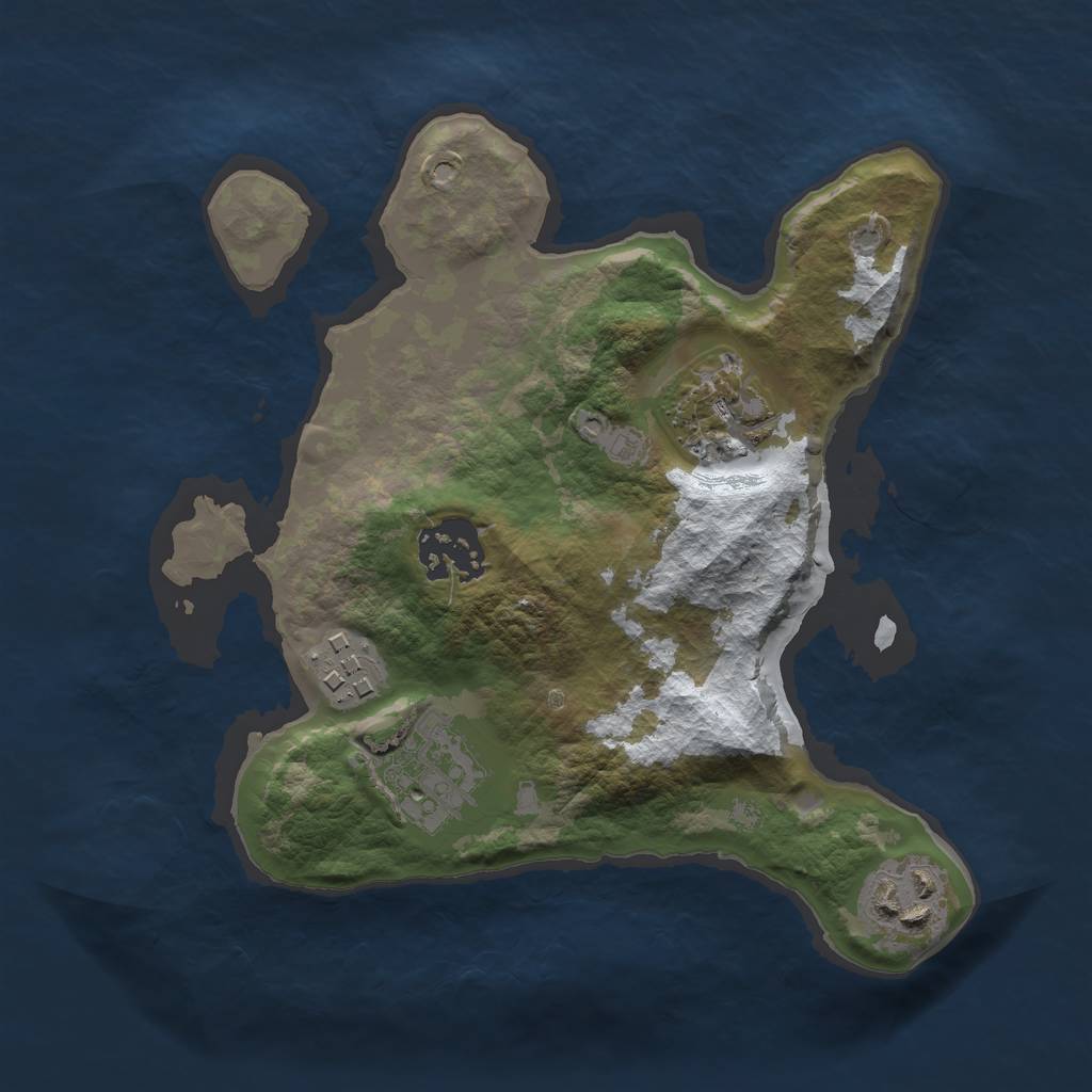 Rust Map: Barren, Size: 2400, Seed: 1752947856, 7 Monuments