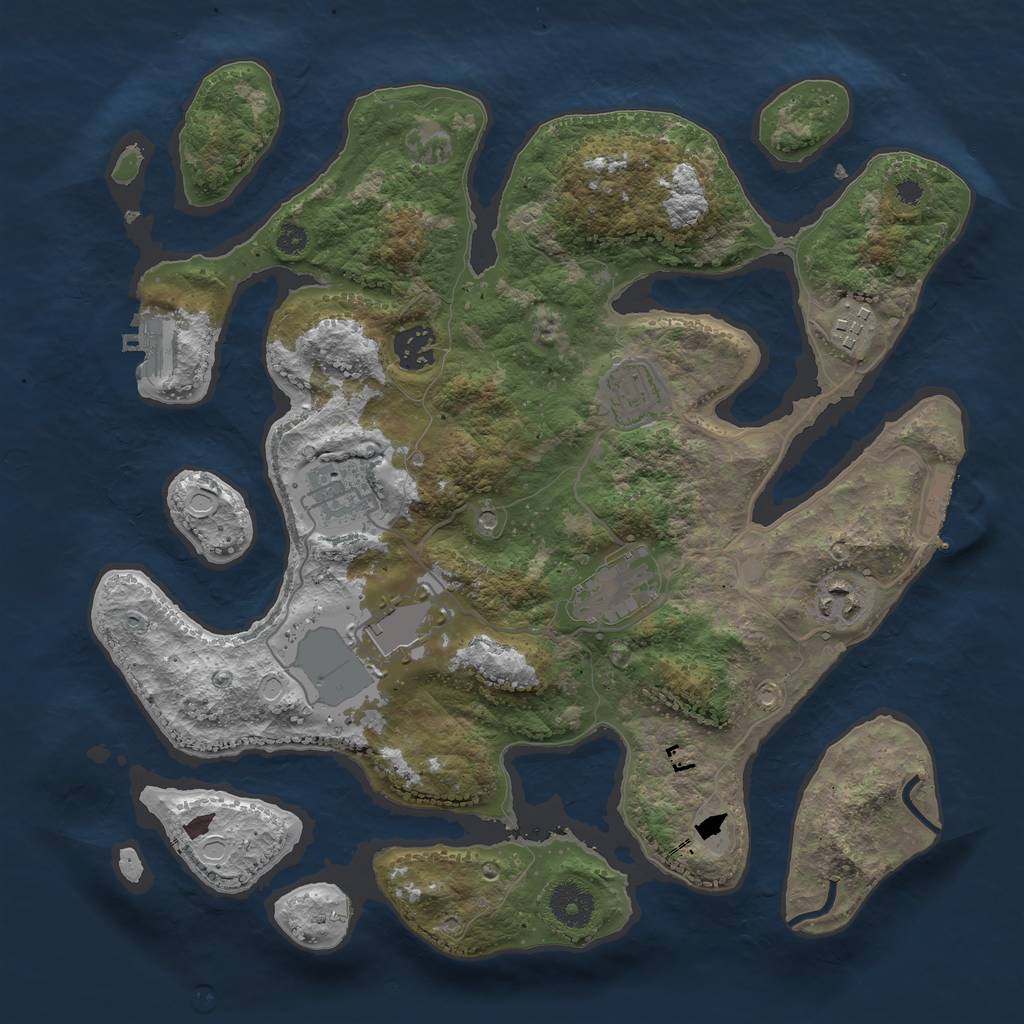 Rust Map: Procedural Map, Size: 3500, Seed: 895685869, 15 Monuments