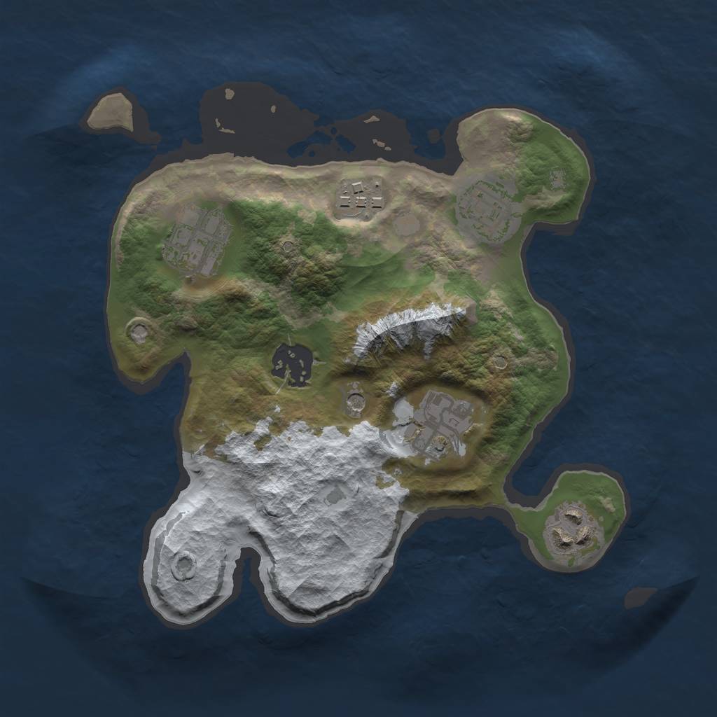 Rust Map: Barren, Size: 2500, Seed: 406, 9 Monuments