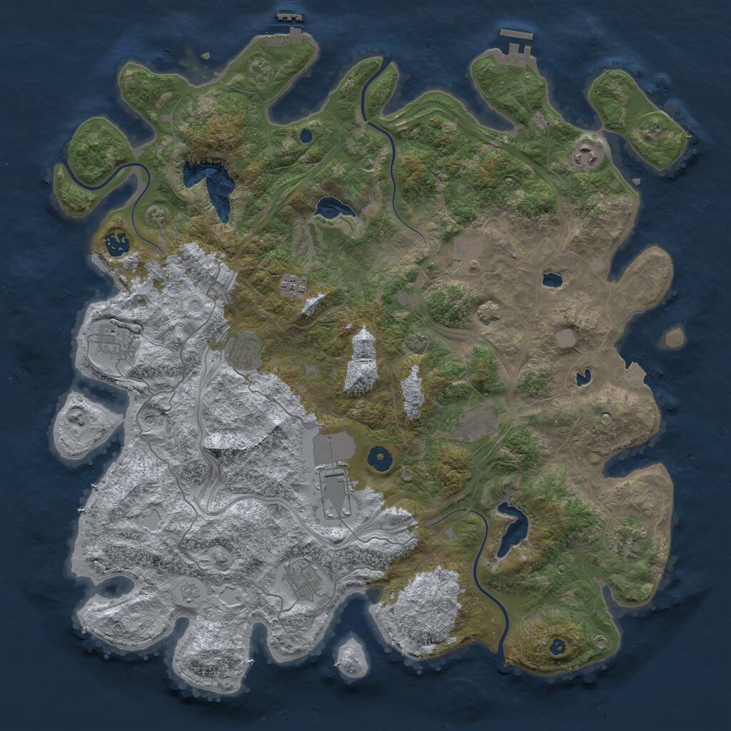 Rust Map: Procedural Map, Size: 4500, Seed: 77928332, 16 Monuments